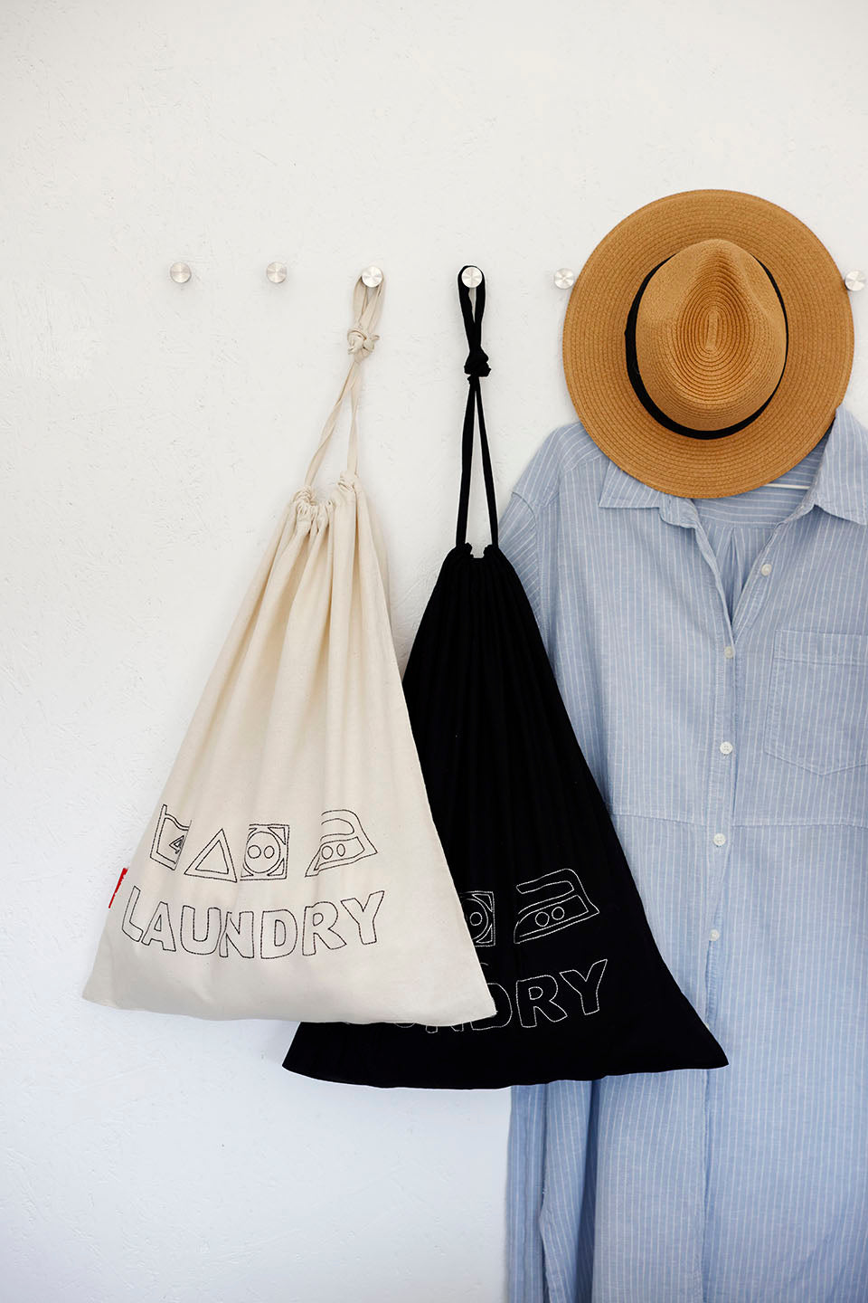 Embroidered laundry bag