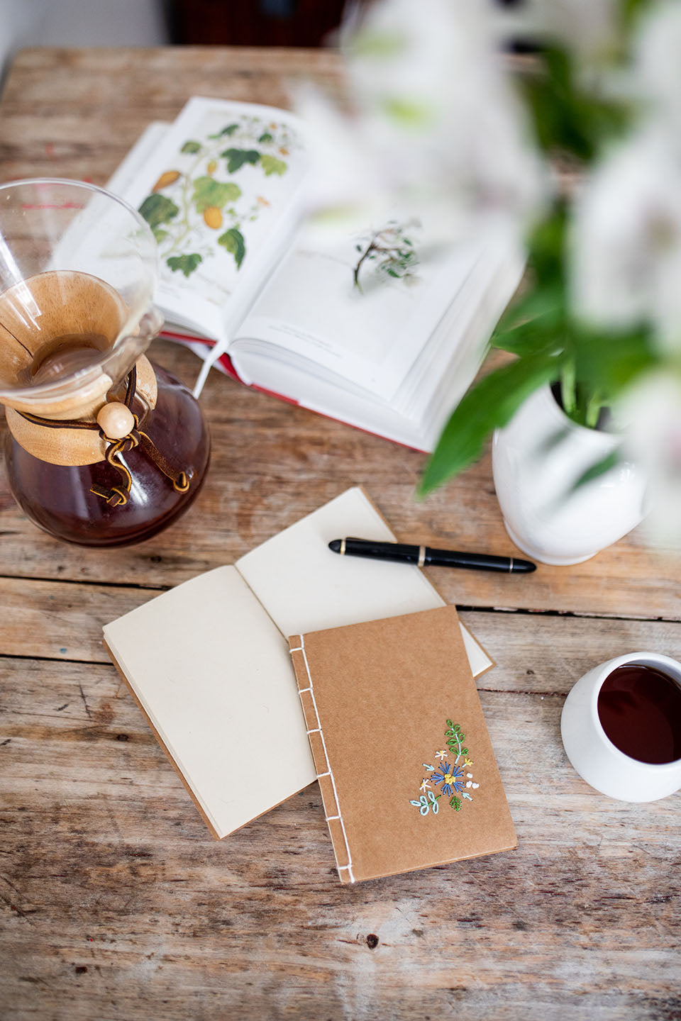 Embroidered notebook, floral