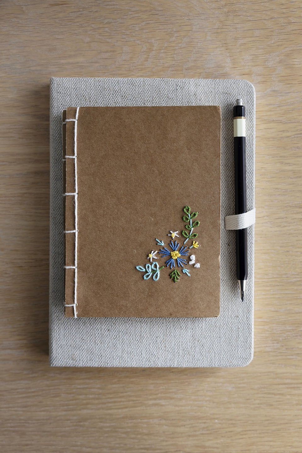 Embroidered notebook, floral