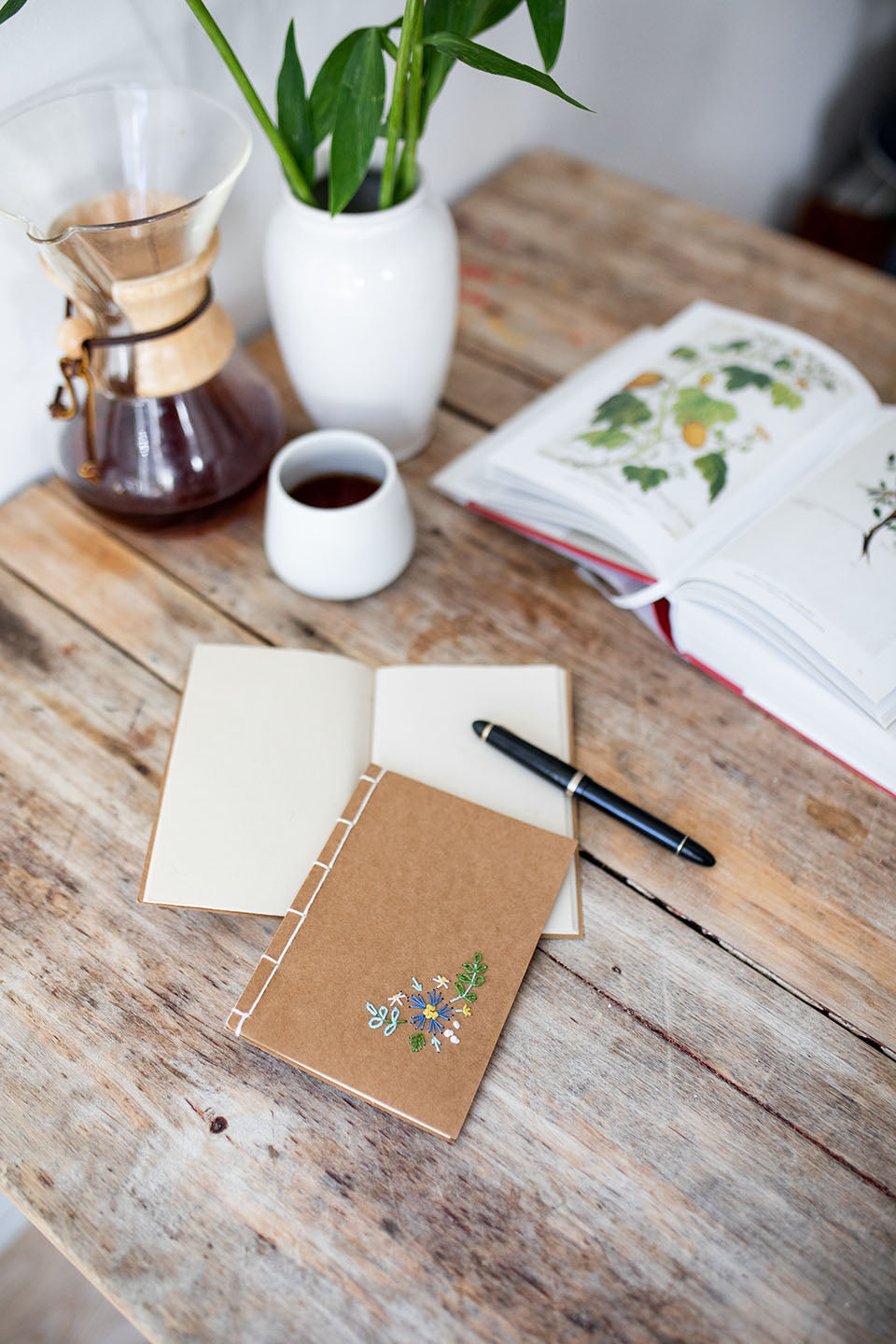 Embroidered notebook, floral