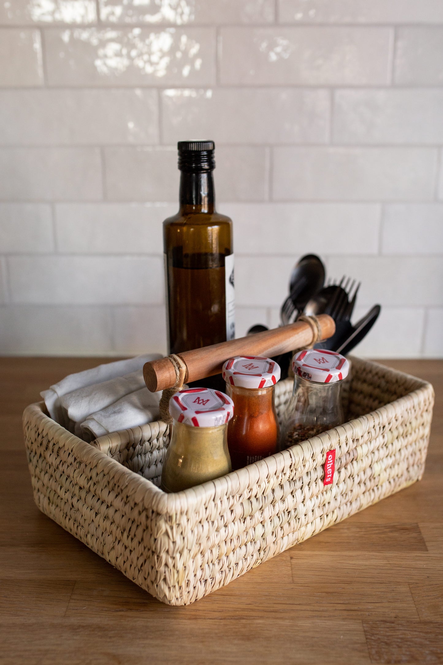 Organizing Box with Wooden Handle