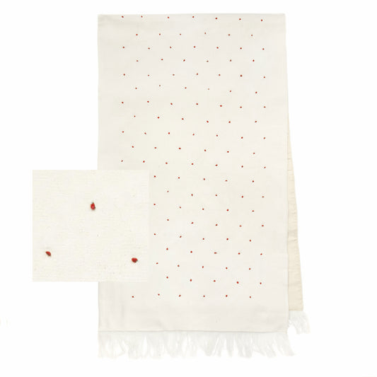 Embroidered Table Runner, Red Dots