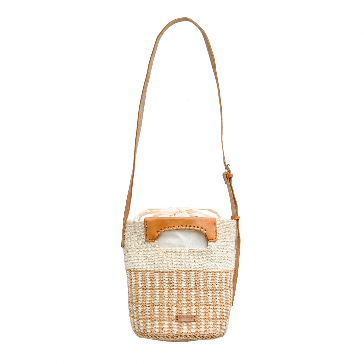 Crossbody bag beige, squares