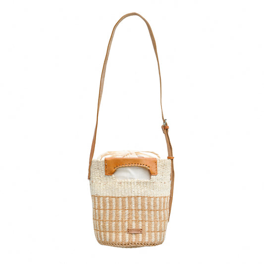 Crossbody bag beige, squares