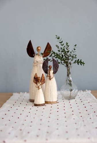 Embroidered Table Runner, Red Dots